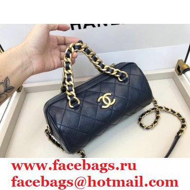 Chanel Shiny Lambskin Small Bowling Bag AS1899 Navy Blue 2020 - Click Image to Close