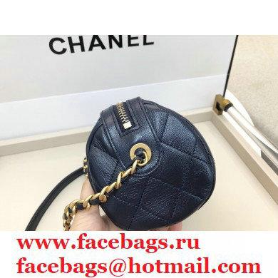 Chanel Shiny Lambskin Small Bowling Bag AS1899 Navy Blue 2020
