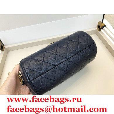 Chanel Shiny Lambskin Small Bowling Bag AS1899 Navy Blue 2020