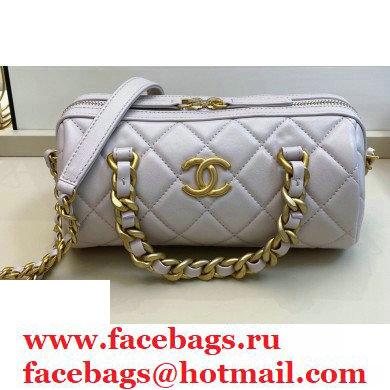 Chanel Shiny Lambskin Small Bowling Bag AS1899 Pale Pink 2020