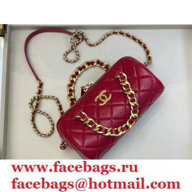 Chanel Shiny Lambskin Small Bowling Bag AS1899 Red 2020