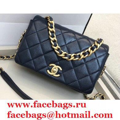 Chanel Shiny Lambskin Small Flap Bag AS1895 Navy Blue 2020