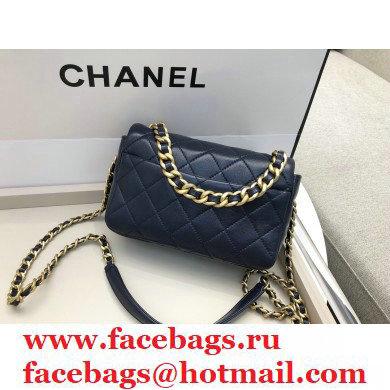Chanel Shiny Lambskin Small Flap Bag AS1895 Navy Blue 2020