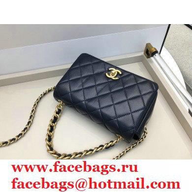Chanel Shiny Lambskin Small Flap Bag AS1895 Navy Blue 2020 - Click Image to Close
