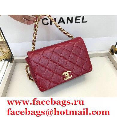 Chanel Shiny Lambskin Small Flap Bag AS1895 Red 2020