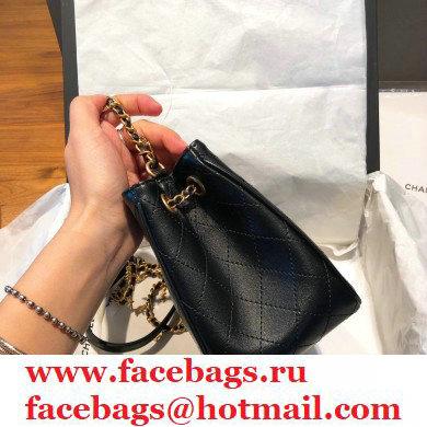Chanel Small Drawstring Bucket Bag Black/Gold Chain Charms 2020