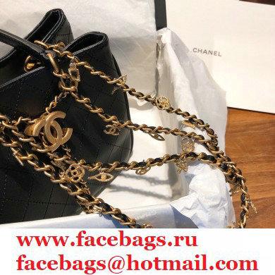 Chanel Small Drawstring Bucket Bag Black/Gold Chain Charms 2020 - Click Image to Close