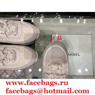 Chanel Top Quality CC Logo Tweed Sneakers White 2020