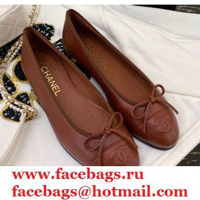 Chanel Top Quality Calfskin Classic Bow Ballerinas Flats G02819 Brown 2020 - Click Image to Close