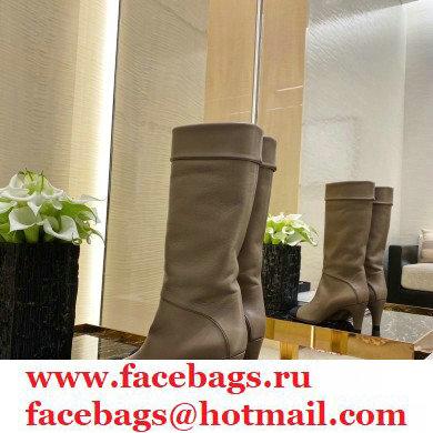 Chanel Top Quality Calfskin and Grosgrain High Boots G36438 Beige/Black 2020