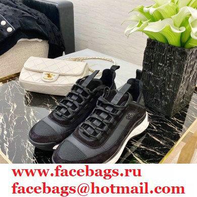 Chanel Top Quality Suede Calfskin and Nylon Sneakers G35617 Black 2020