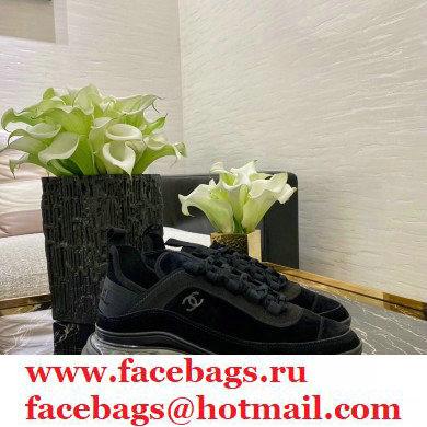 Chanel Top Quality Suede Calfskin and Velvet Sneakers G36299 Black 2020 - Click Image to Close