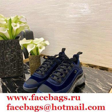 Chanel Top Quality Suede Calfskin and Velvet Sneakers G36299 Navy Blue 2020 - Click Image to Close