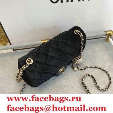 Chanel Velvet Strass Pearl Crush Flap Bag AS1787 Black 2020