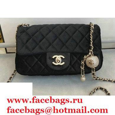 Chanel Velvet Strass Pearl Crush Flap Bag AS1787 Black 2020 - Click Image to Close