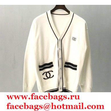 Chanel Vintage Logo Cardigan White 2020 - Click Image to Close