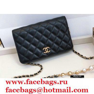 Chanel Wallet on Chain WOC Bag Black with Pearls Chain 2020