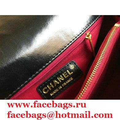 Chanel Waxy Leather Coco Handle Chevron Medium Flap Bag Black with Top Handle A92991 - Click Image to Close