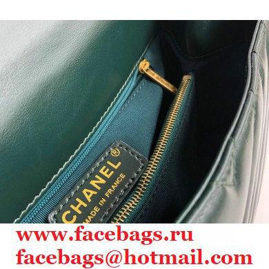 Chanel Waxy Leather Coco Handle Chevron Medium Flap Bag Dark Green with Top Handle A92991
