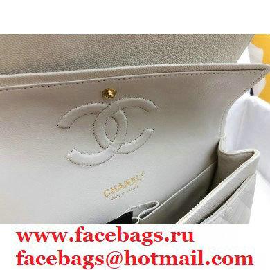 Chanel top Quality Medium Classic Flap Bag 1112 in Caviar Leather off white with Gold Hardware