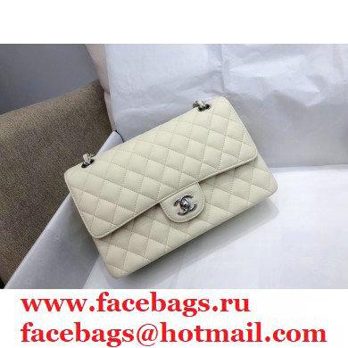 Chanel top Quality Medium Classic Flap Bag 1112 in Caviar Leather off white with silver Hardware - Click Image to Close