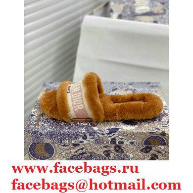 Christian Dior Shearling Fur Slides Mules Brown 2020 - Click Image to Close