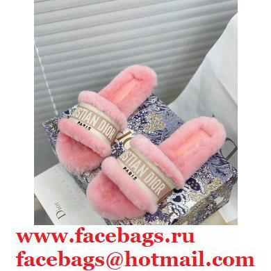 Christian Dior Shearling Fur Slides Mules Pink 2020 - Click Image to Close
