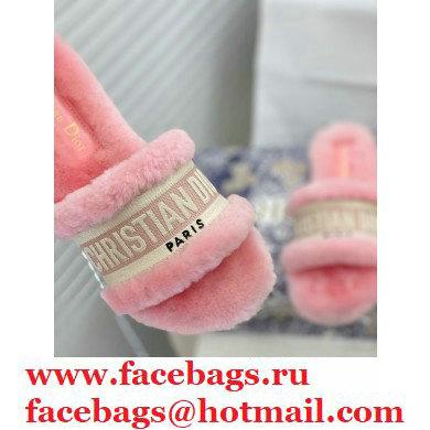 Christian Dior Shearling Fur Slides Mules Pink 2020 - Click Image to Close