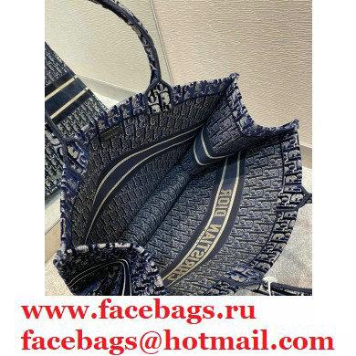 DIOR Blue Dior Oblique Embroidered Velvet large book tote bag 2020