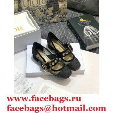 Dior Heel 3.5cm D-Dior Ballet Pumps Dotted Swiss Black Tulle 2020