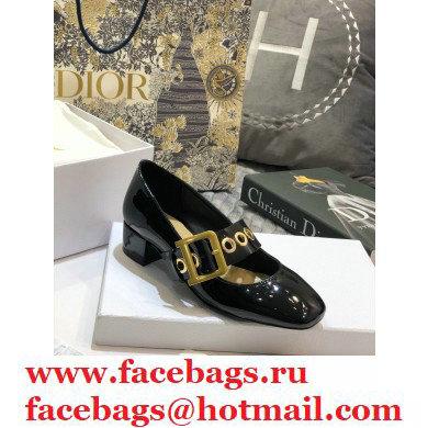 Dior Heel 3.5cm D-Dior Ballet Pumps Patent Black 2020