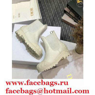Dior Heel 3.5cm Rubber and Calfskin DiorIron Ankle Boots White 2020
