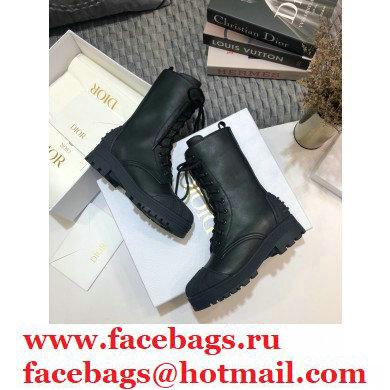 Dior Heel 3.5cm Rubber and Calfskin DiorIron Lace-up Boots Black 2020
