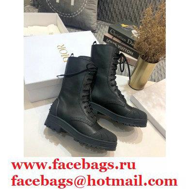 Dior Heel 3.5cm Rubber and Calfskin DiorIron Lace-up Boots Black 2020