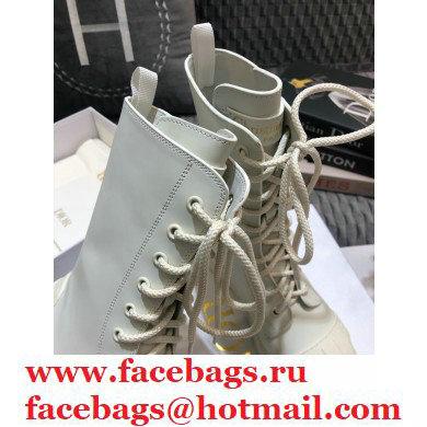 Dior Heel 3.5cm Rubber and Calfskin DiorIron Lace-up Boots White 2020