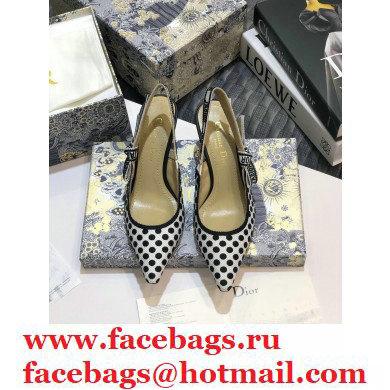 Dior Heel 6.5cm J'Adior Dots Embroidered Slingback Pumps Black 2020