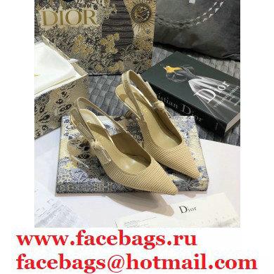 Dior Heel 6.5cm J'Adior Metallic Thread Embroidered Slingback Pumps Beige 2020