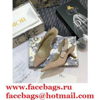 Dior Heel 6.5cm J'Adior Metallic Thread Embroidered Slingback Pumps Nude 2020