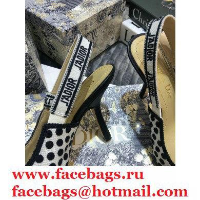 Dior Heel 9.5cm J'Adior Dots Embroidered Slingback Pumps Black 2020