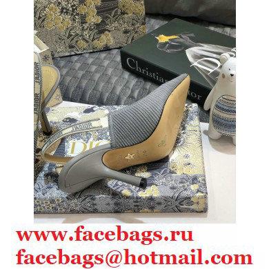 Dior Heel 9.5cm J'Adior Metallic Thread Embroidered Slingback Pumps Gray 2020