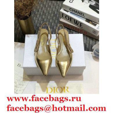 Dior Rhinestone J'Adior Slingback Ballet Flats Metallic Gold 2020