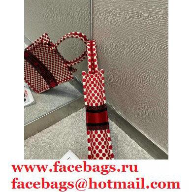 Dior Vertical Book Tote Bag in Dioramour Red Dots Embroidery 2020