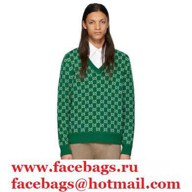 GUCCI GG knit V NECK sweater green 2020