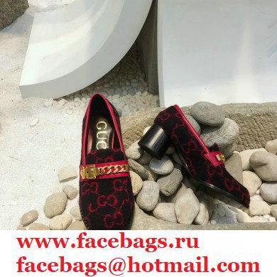 Gucci Heel 5.5cm GG Wool Loafers with Chain 2020 - Click Image to Close