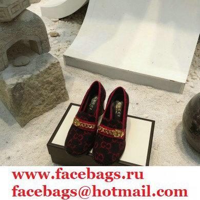 Gucci Heel 8.5cm GG Wool Loafers with Chain 2020