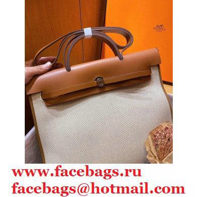Hermes Herbag Zip 39 Bag in Original Quality Creamy with brown piping