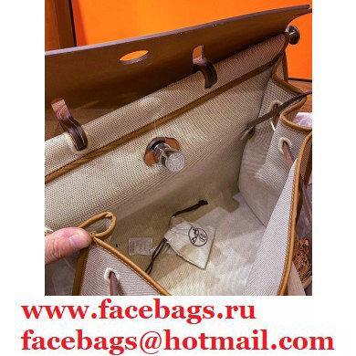 Hermes Herbag Zip 39 Bag in Original Quality Creamy with brown piping