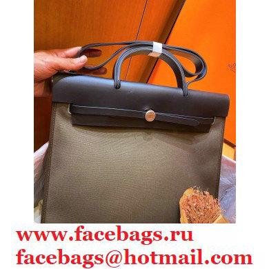 Hermes Herbag Zip 39 Bag in Original Quality black/army green - Click Image to Close