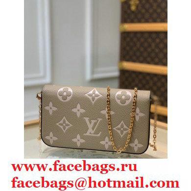Louis Vuitton Grained Leather Felicie Pochette Bag M69977 Tourterelle Gray 2020 - Click Image to Close