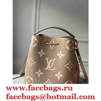 Louis Vuitton Grained Leather NeoNoe MM Bucket Bag M45555 Tourterelle Gray 2020